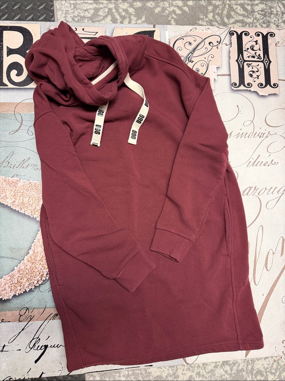 UGG Women's Cowl Hoodie Dress - Burgundy oversized